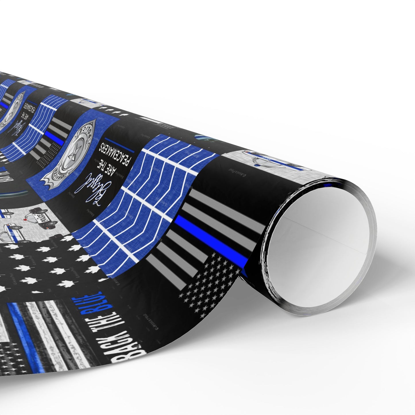 Back the Blue Police Badge Line Pattern Flag Geburtstagsgeschenkpapier