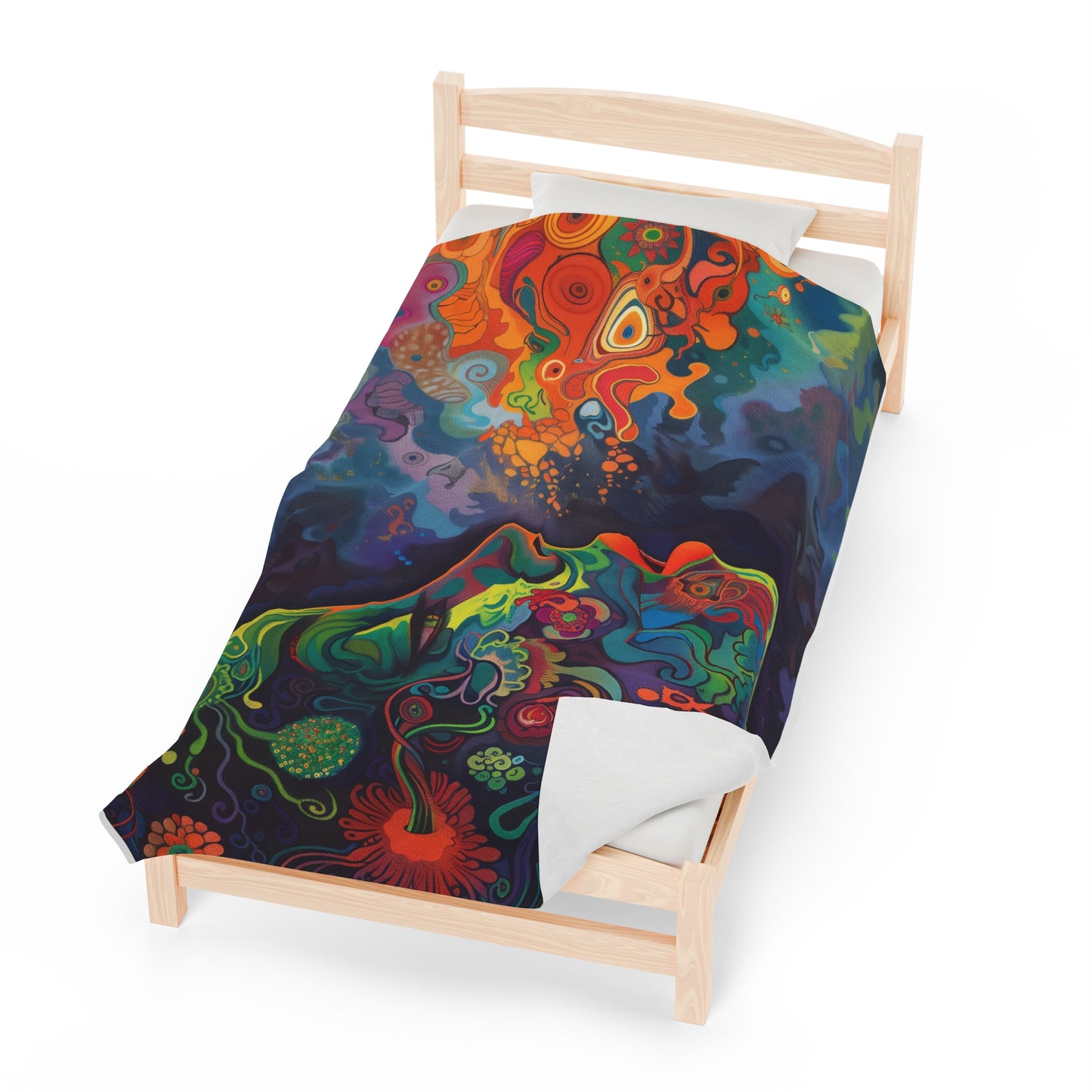 Trippy Girl Psychedelic Mushroom Warm Velveteen Plush Blanket