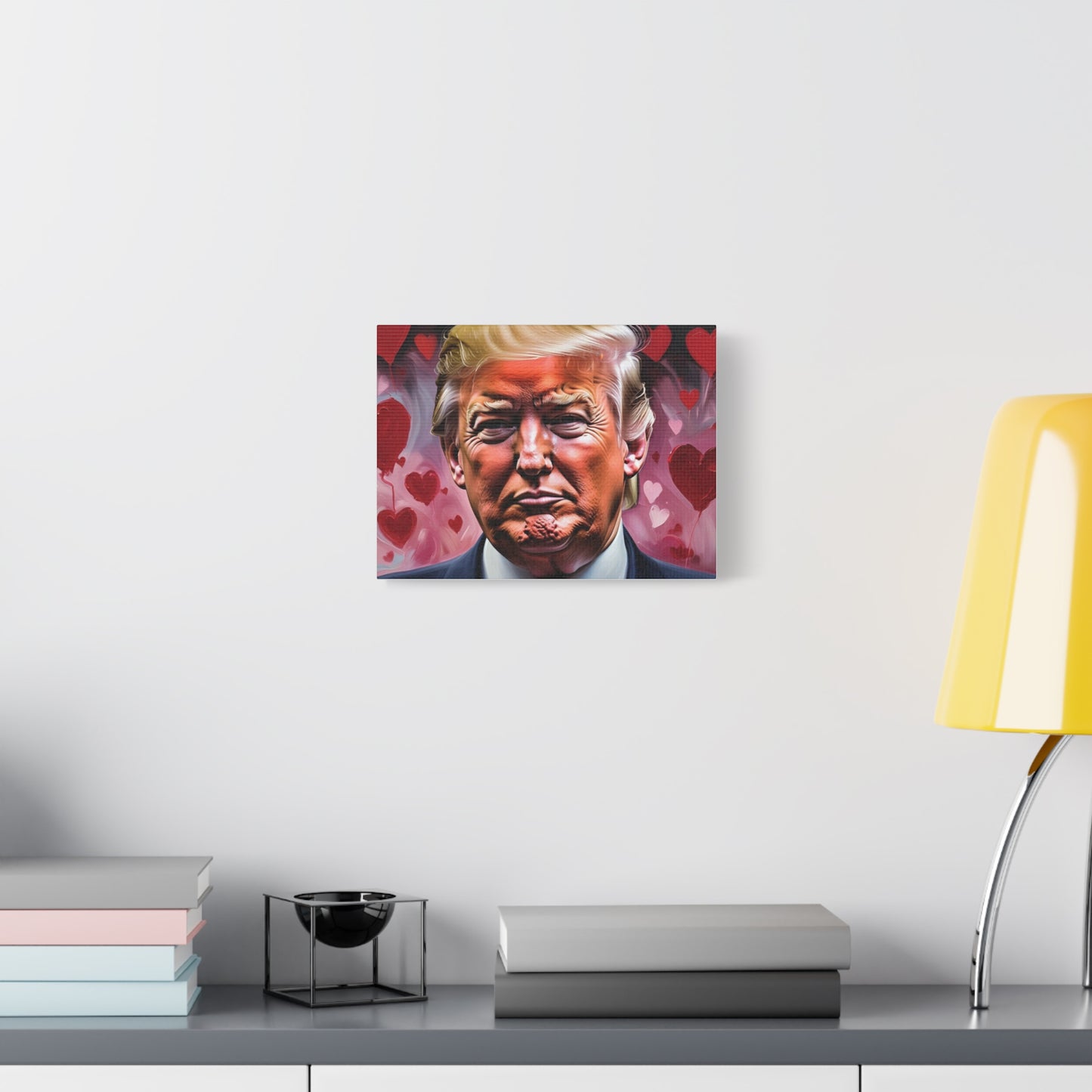 Donald Trump with Hearts Reprint *Painting Done by Bella K.  Matte Canvas, Stretched, 1.25"