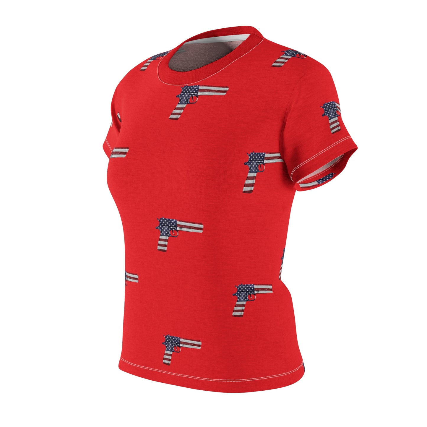 Red American Flag Pistol Damen Cut &amp; Sew T-Shirt 2A