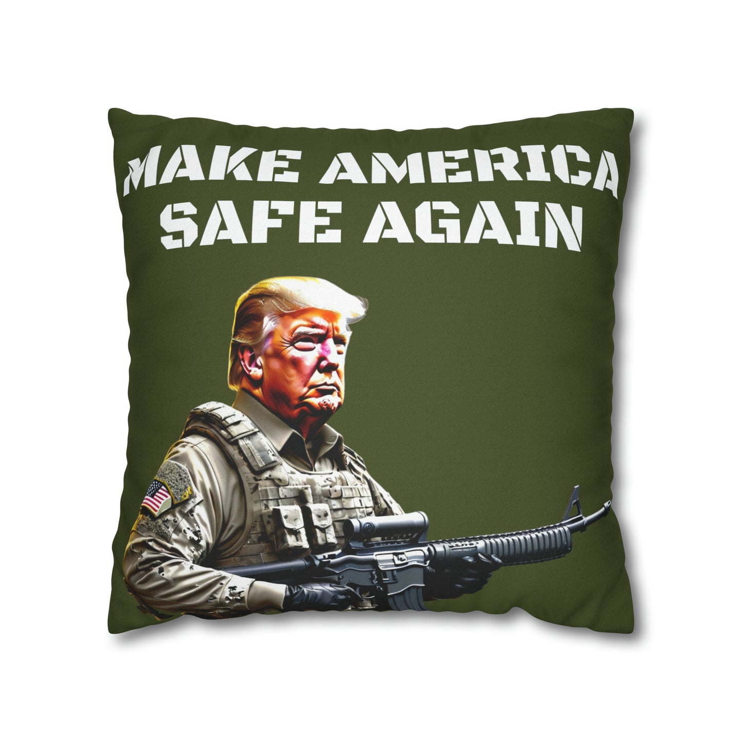 Make America Safe Again Soldier Trump 2 sided Throw Pillow Case