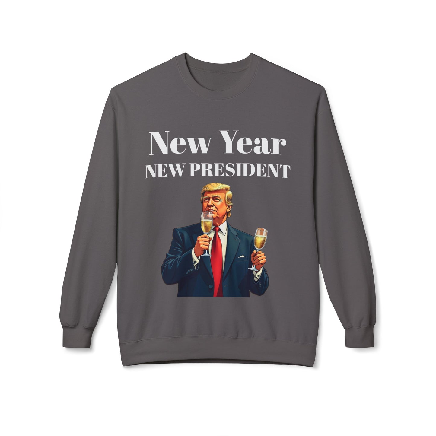 New Year New President Trump 2024 Unisex Midweight Cotton Blend Soft style Fleece Crewneck Sweatshirt