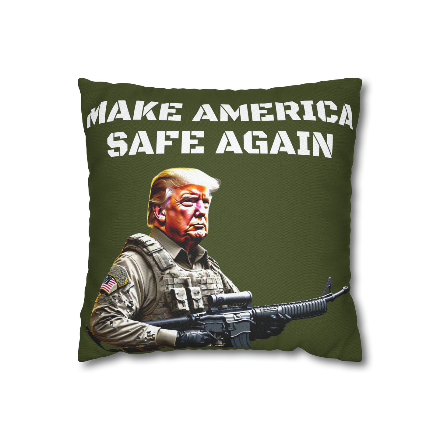 Make America Safe Again Soldier Trump 2 sided Throw Pillow Case