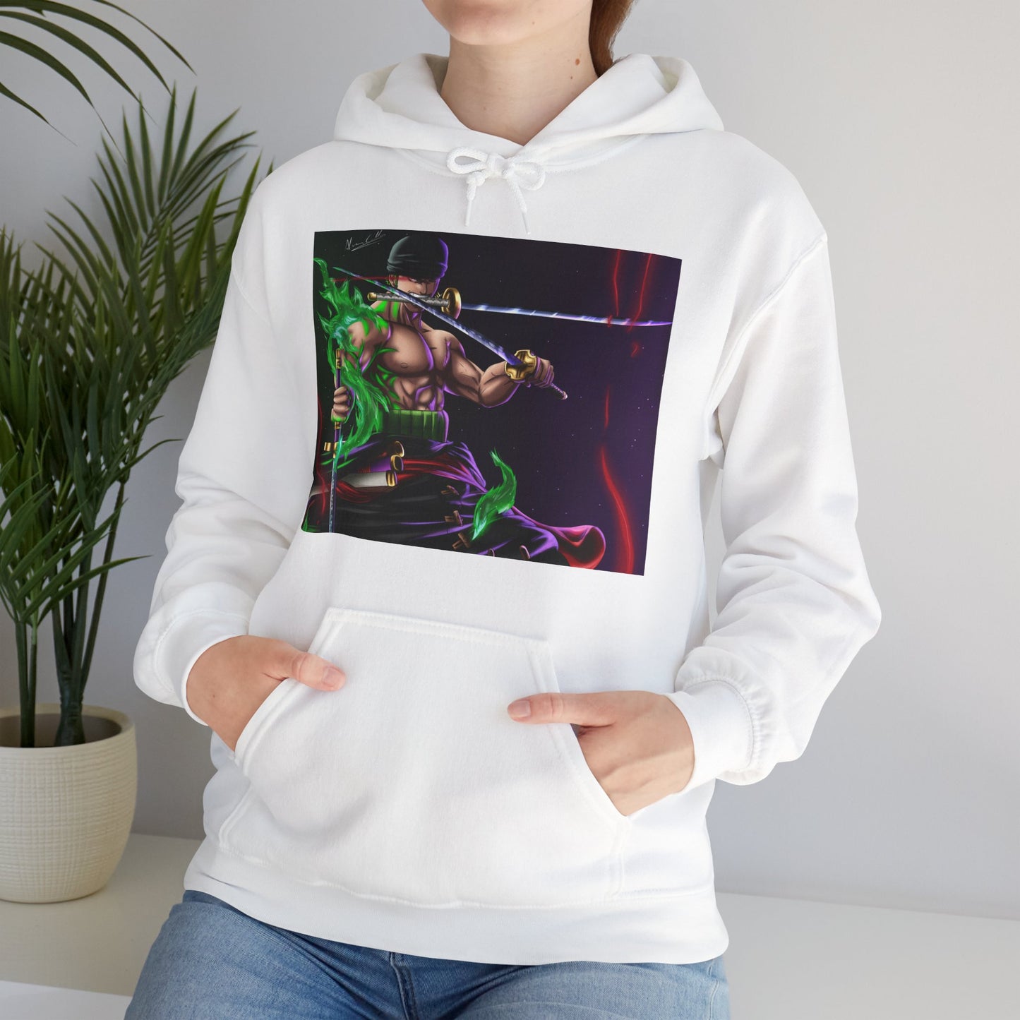 Roronoa Zoro One Piece Anime Cartoon Unisex Heavy Blend Hooded Sweatshirt