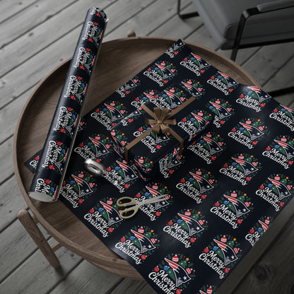 New England Football Merry Christmas Sports Gift Wrap, Holiday Present Wrap, Christmas Gift Wrap, Gift Packaging