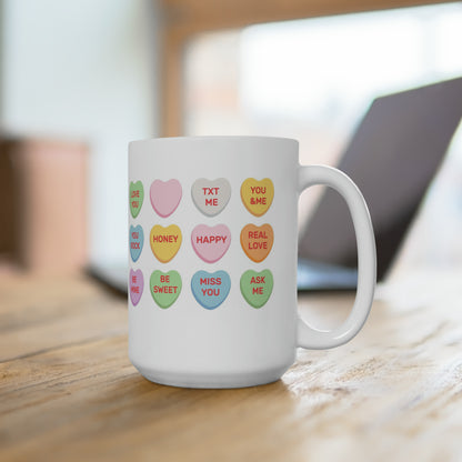 Candy heart "Be Mine" Valentine's Day Ceramic Mug Jumbo 15oz