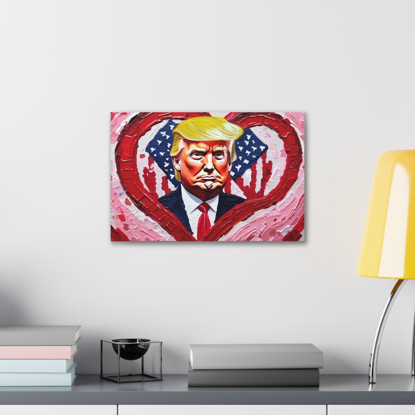 Donald Trump in the Hearts Reprint *Gemälde von Bella K. Canvas Gallery Wrap MAGA Valentinstagsgeschenk