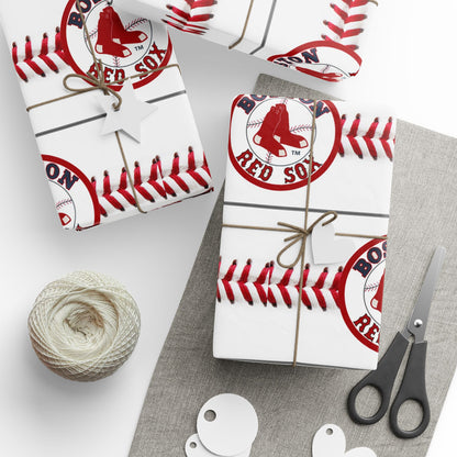 Boston Red Sox Baseball MLB Birthday Graduation Gift Wrapping Paper Holiday Xmas