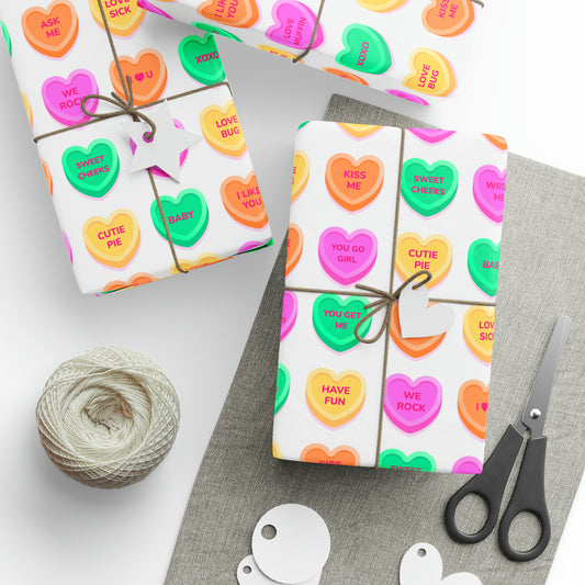 Conversation Hearts Colorful Valentine's Day Gift Present Wrapping Paper