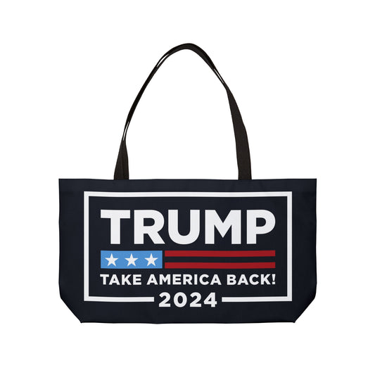 Trump Take America Back Black 2024 Large Rally Beach Travel Weekender Tote Bag