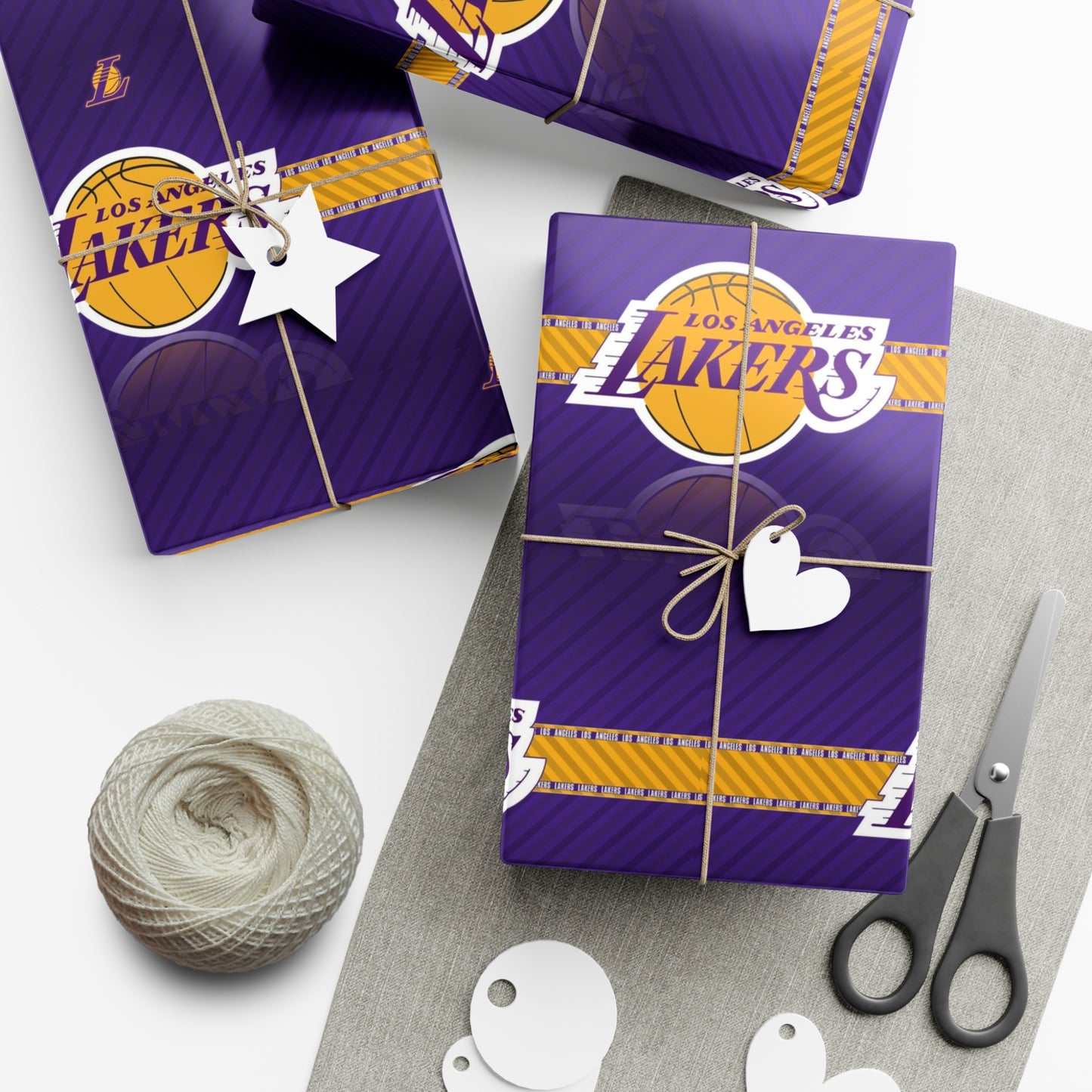 Geschenkpapier zum Geburtstag der Los Angeles Lakers, Fußball, Basketball, Urlaub