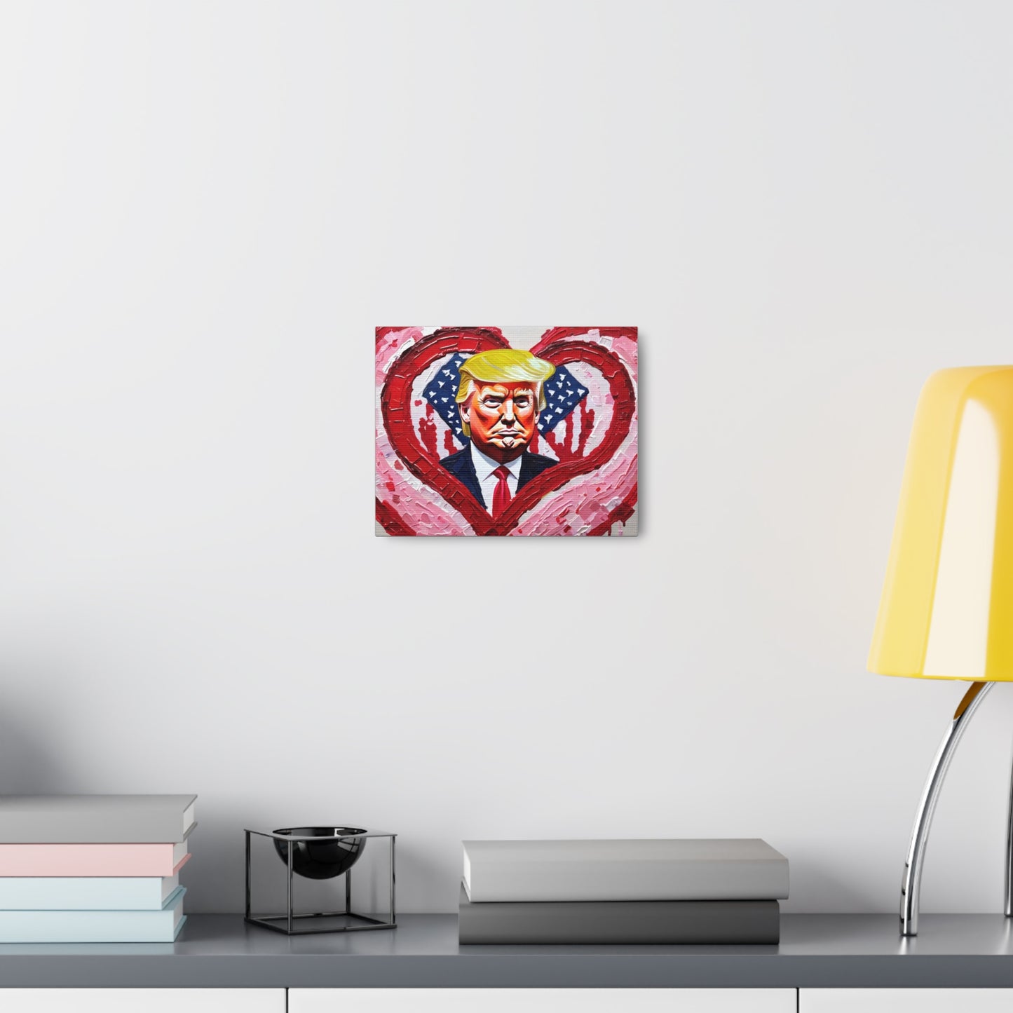 Donald Trump in the Hearts Reprint *Gemälde von Bella K. Canvas Gallery Wrap MAGA Valentinstagsgeschenk