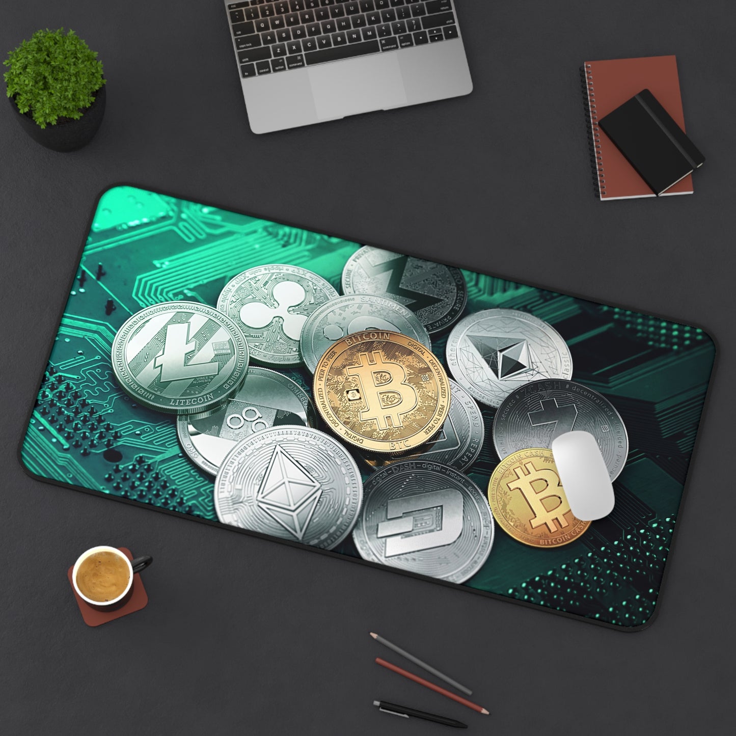 Cryptocurrency Bitcoin Ethereum Dogecoin High Definition PC Desk Mat Mousepad