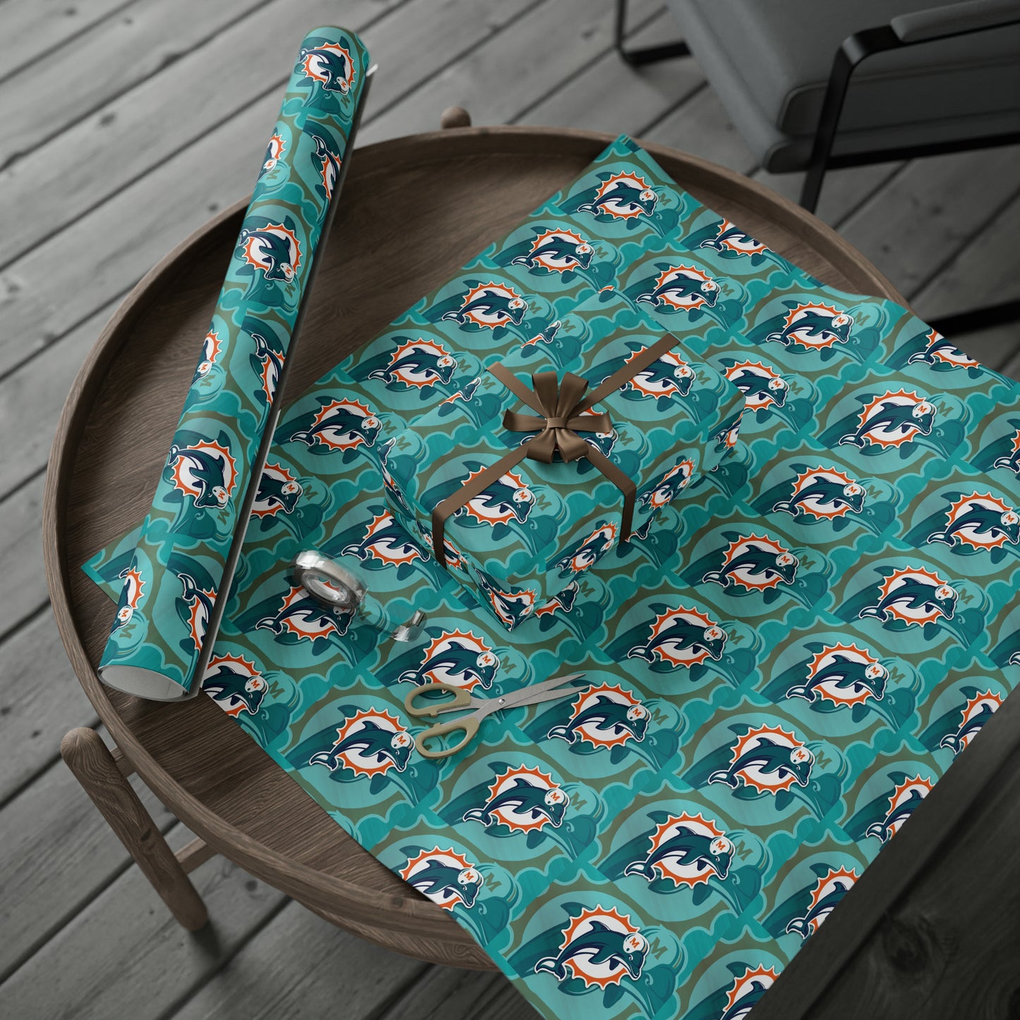 Miami Dolphins Logo NFL Football Birthday Gift Wrapping Paper Holiday