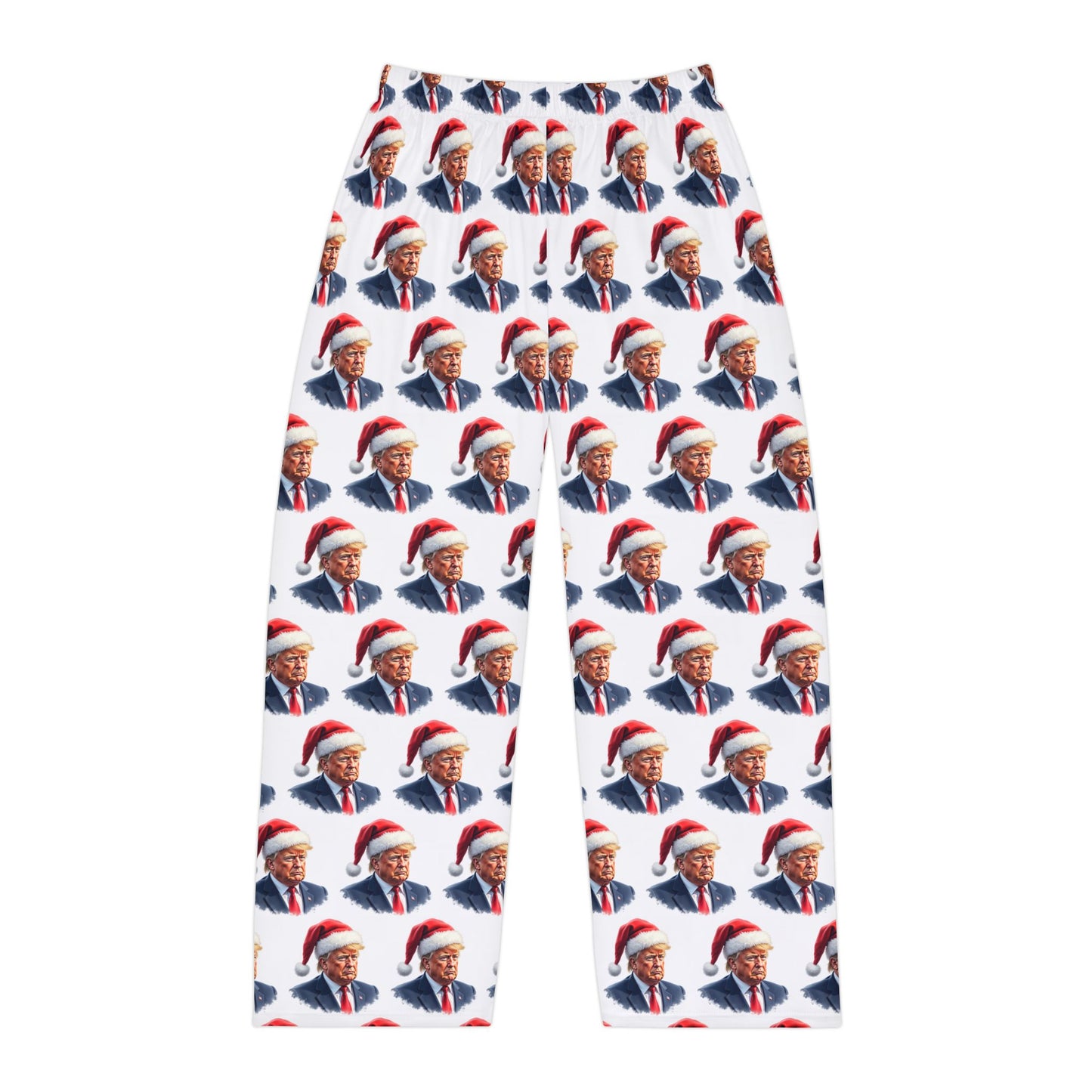 Trump in Santa Hat Style MAGA Christmas Men's Polyester Lounge Comfy Pajama Pants