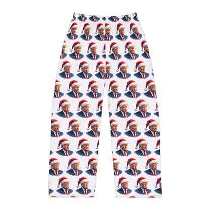 Trump in Santa Hat Style MAGA Christmas Men's Polyester Lounge Comfy Pajama Pants