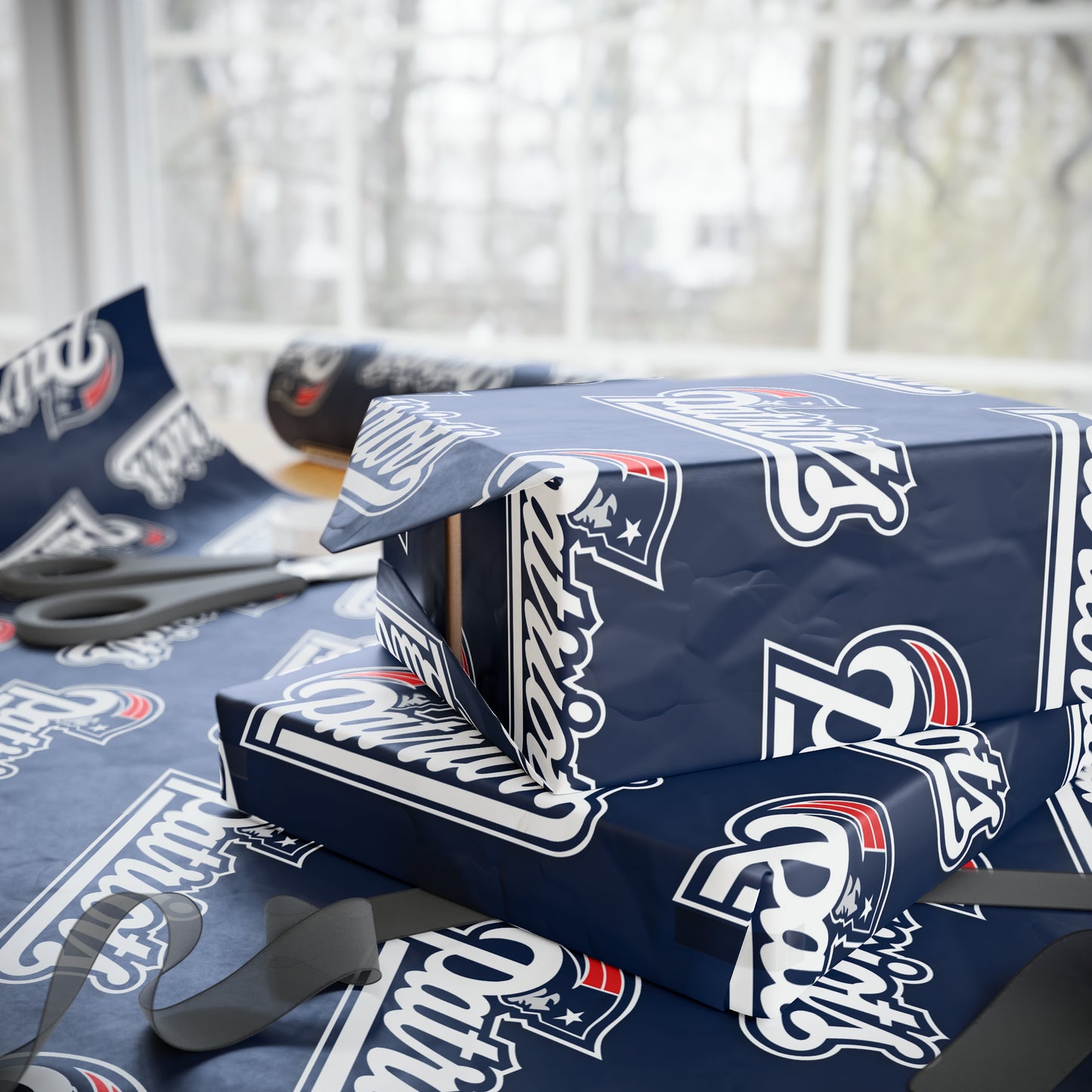 New England Patriots Birthday Gift Wrapping Paper football Holiday Christmas