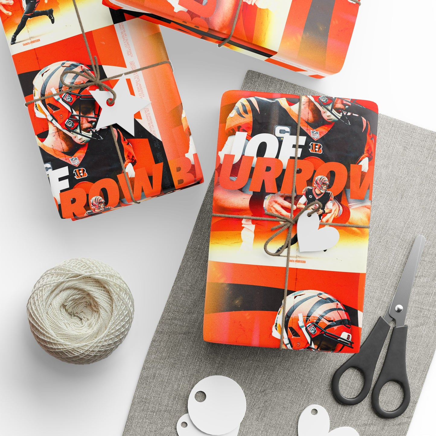 Joe Burrow Cincinnati Bengals NFL Football Birthday Graduation Gift Wrapping Paper Holiday