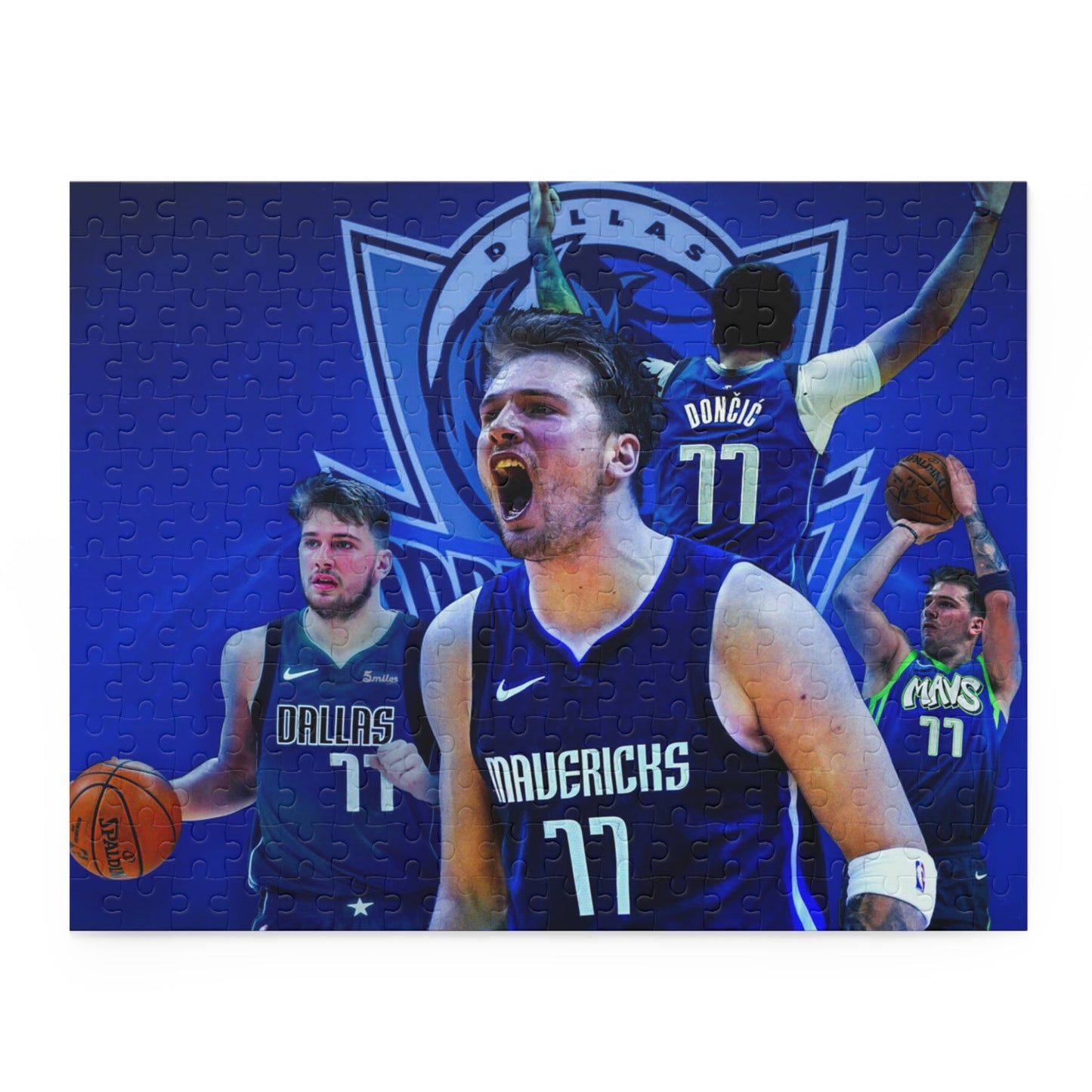 Luka Doncic Dallas Mavs – Hartholz-Puzzle „Basketball“ mit 252 oder 500 Teilen