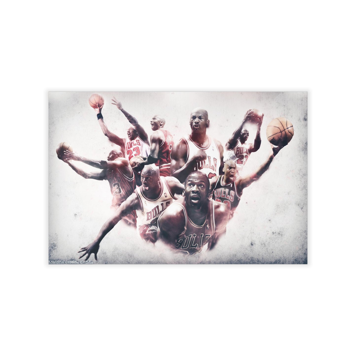 Jordan Chicago Bulls selbstklebende Wandaufkleber, 2 Größen, Michael Basketball
