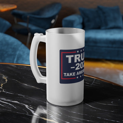 Trump 2024 Take America Back Frosted Glass Beer Pint 16oz Mug MAGA