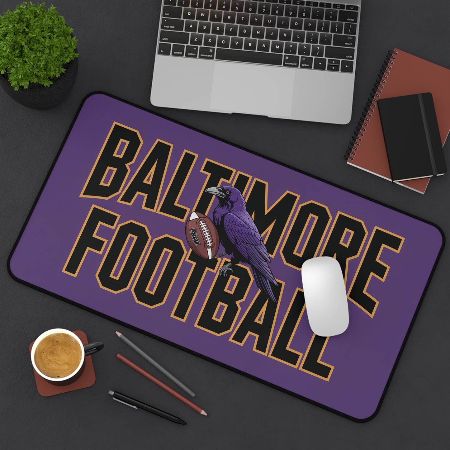 Baltimore Football High Definition Print Non Slip Desk Mat Office Home Mouse Pad Sports Fan Gift Ultra Smooth Surface Rubber Backing