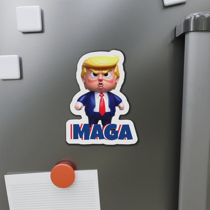 Little Trump MAGA – gestanzter Magnet-Cartoon im wütenden Stil