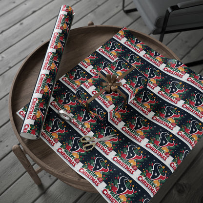 Houston Football Merry Christmas Sports Gift Wrap, Holiday Present Wrap, Christmas Gift Wrap, Gift Packaging