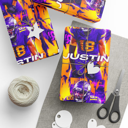 Justin Jefferson Vikings NFL Football Birthday Graduation Gift Wrapping Paper Holiday