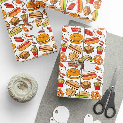 Pizza Donut Hot Dog Fries Variety High Definition Happy Birthday Gift Present Holiday Wrapping Paper