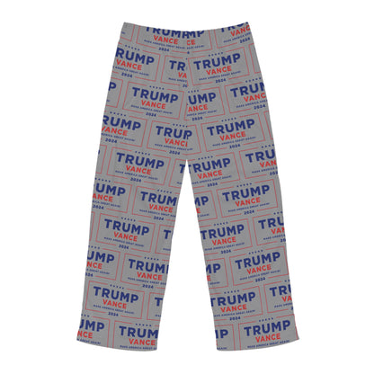 Trump Take America Back Grey Drawstring Polyester Made in U.S.A. Men's Pajama Pants (AOP)