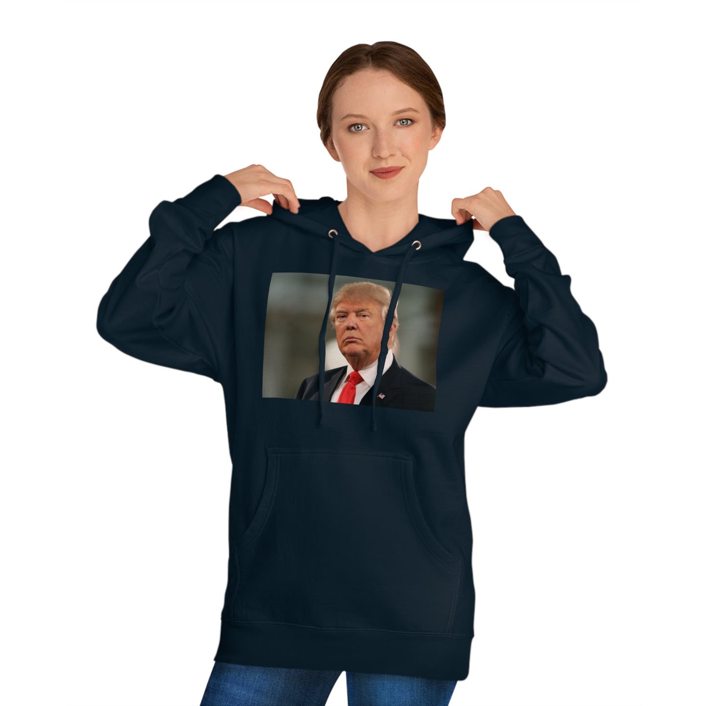 Trump Portrait 2024 weiches und langlebiges Unisex-Kapuzen-Sweatshirt. Wählen Sie Farbe und Größe