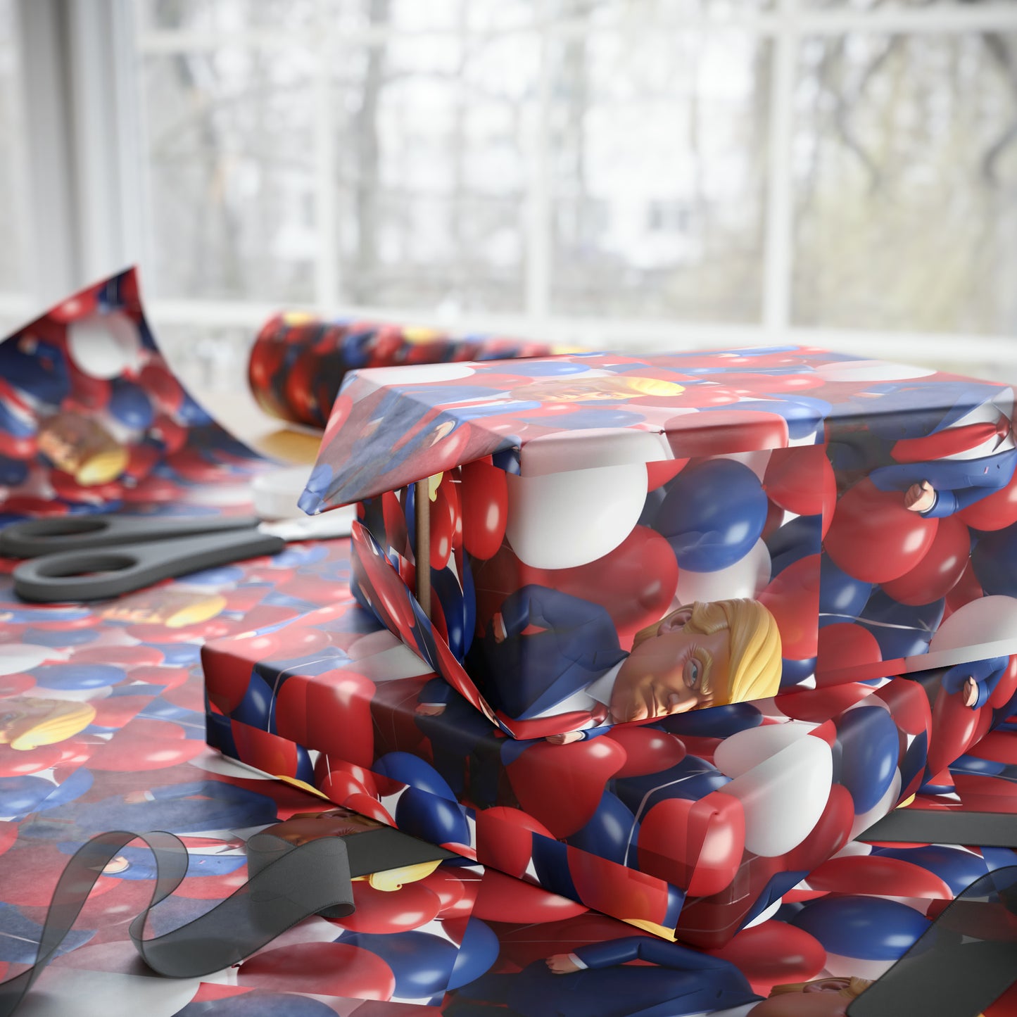 Trump Balloons Happy Birthday Red White MAGA Birthday Gift Present Wrapping Paper