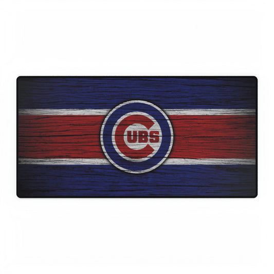 Chicago Cubs Woodgrain look MLB Baseball High Definition Print Desk Mat Mousepad