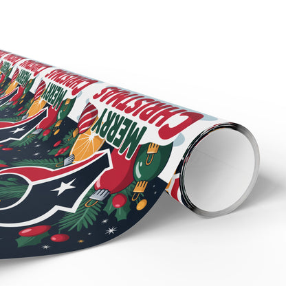Houston Football Merry Christmas Sports Gift Wrap, Holiday Present Wrap, Christmas Gift Wrap, Gift Packaging