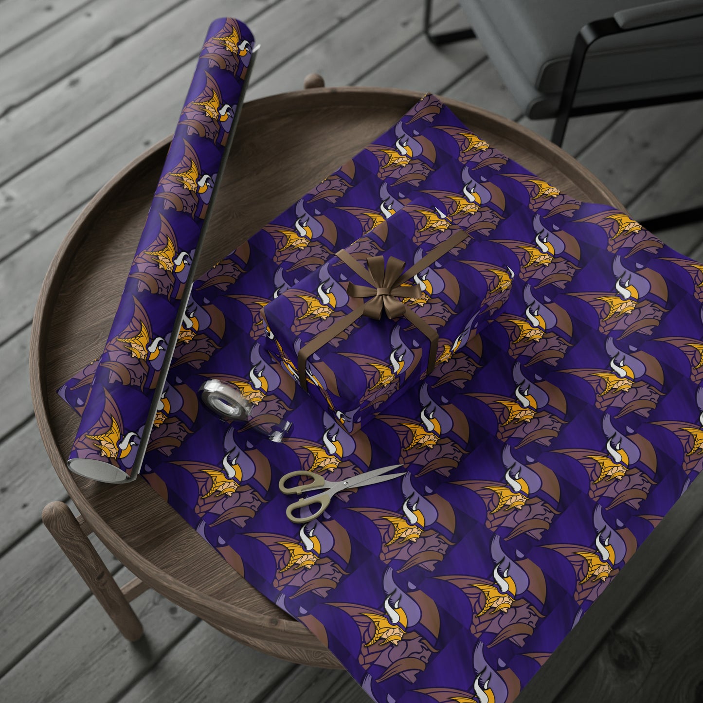 Minnesota Vikings Purple Skol Birthday Gift Wrapping Paper Holiday