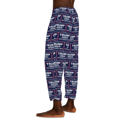 Trump Take America Back 2024 MAGA Drawstring Polyester Made in U.S.A. Men's Pajama Pants (AOP)