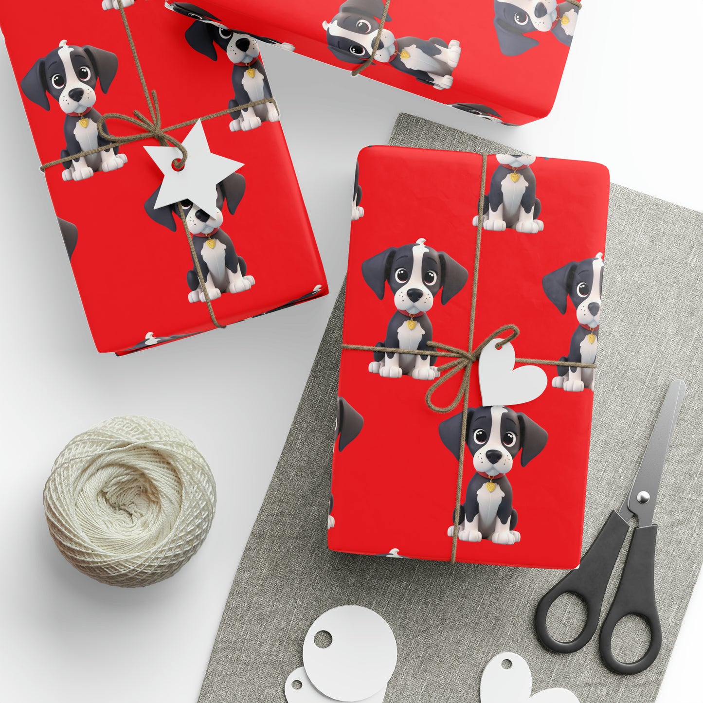 Great Dane Cute Puppy Red Birthday Gift Present Holiday Wrapping Paper