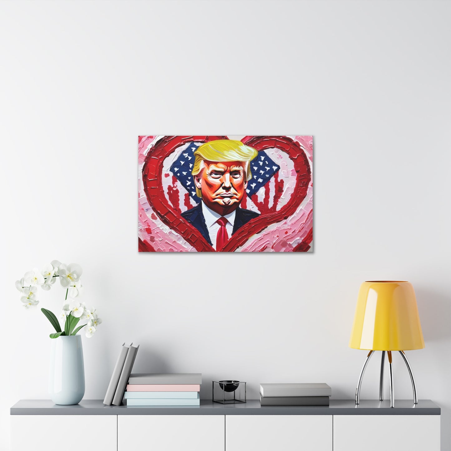 Donald Trump in the Hearts Reprint *Gemälde von Bella K. Canvas Gallery Wrap MAGA Valentinstagsgeschenk