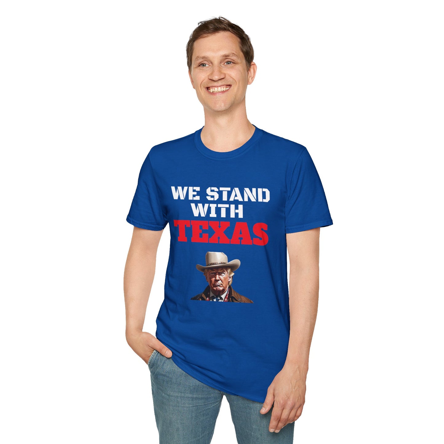 We Stand With Texas Flag Trump 2024 Unisex Softstyle T-Shirt MAGA