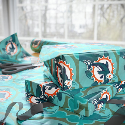 Miami Dolphins Logo NFL Football Birthday Gift Wrapping Paper Holiday