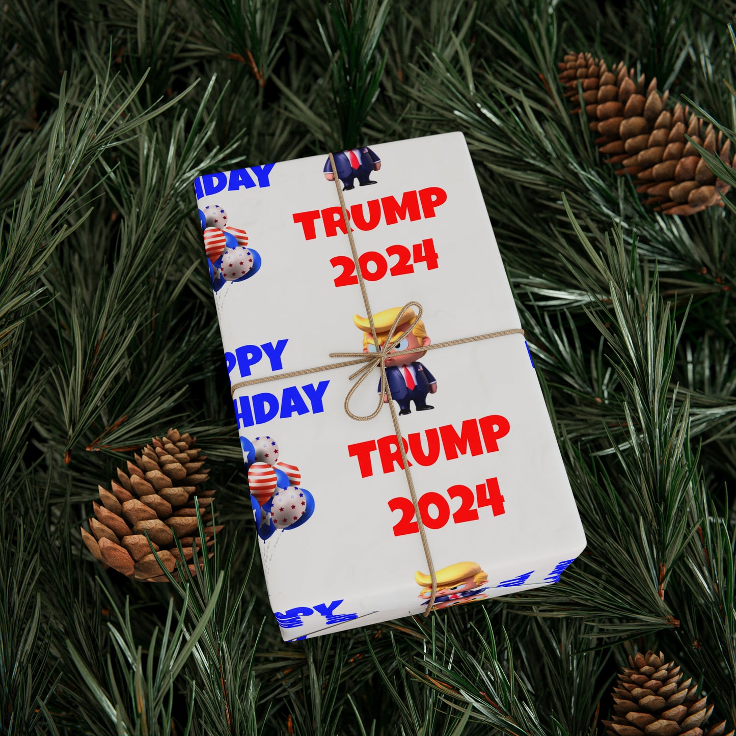 Happy Birthday Trump 2024 weißes MAGA Geburtstagsgeschenk-Geschenkpapier
