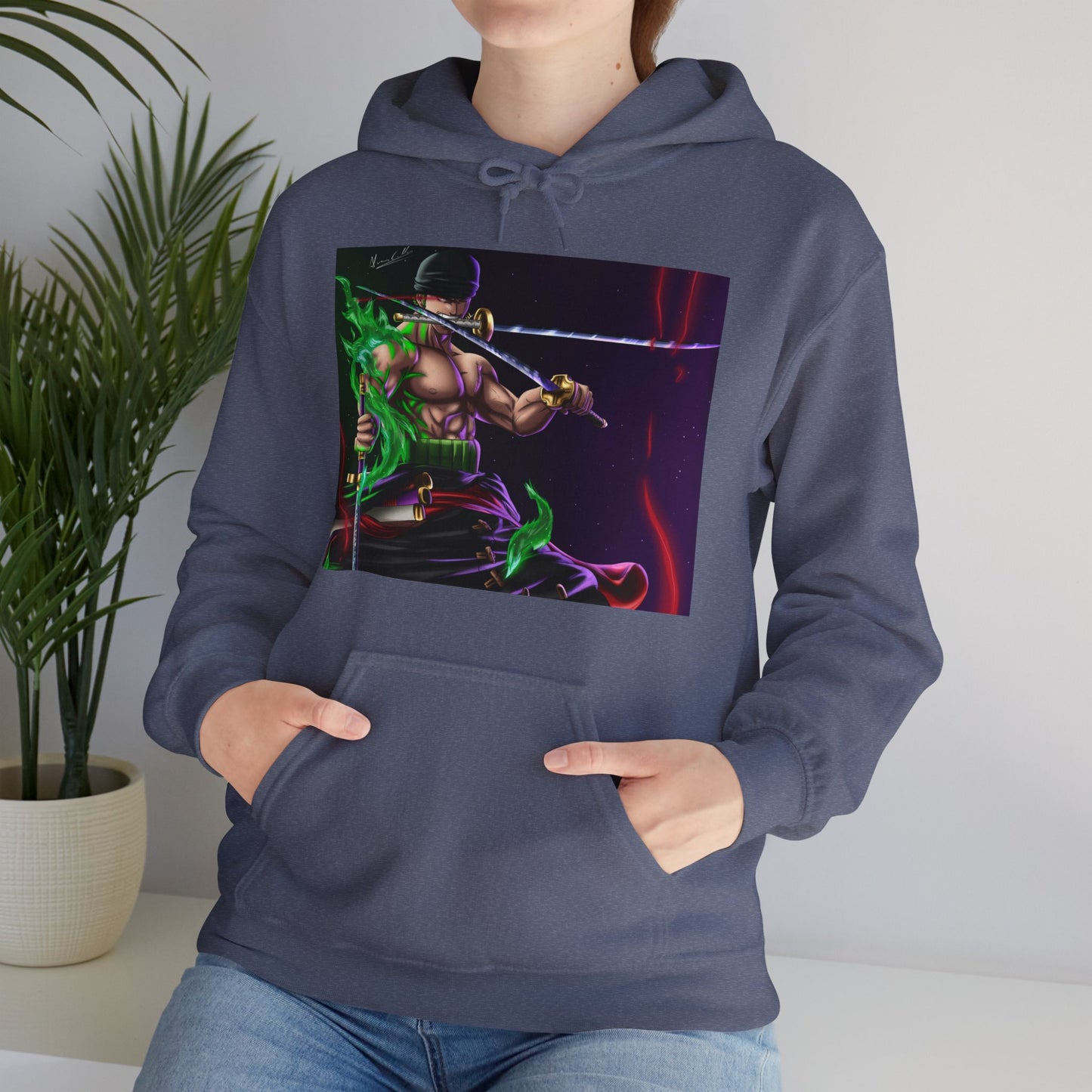 Roronoa Zoro One Piece Anime Cartoon Unisex Heavy Blend Hooded Sweatshirt