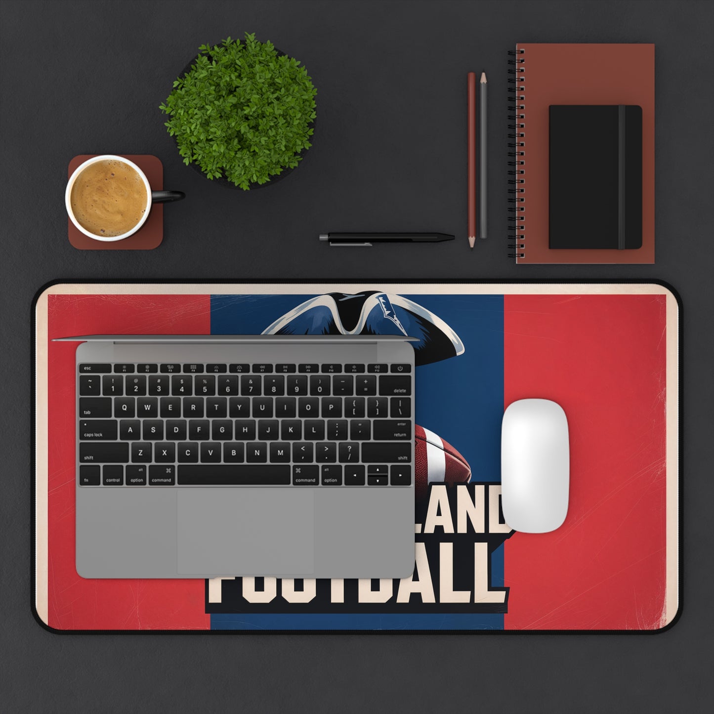 New England Football High Definition Print Non Slip Desk Mat Office Home Mouse Pad Sports Fan Gift Ultra Smooth Surface Rubber Backing