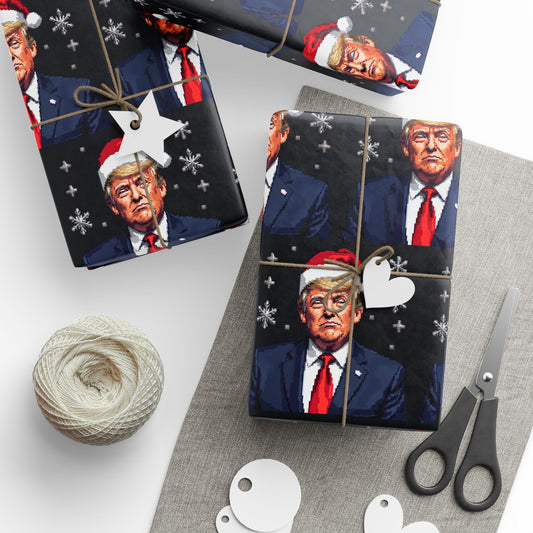 Pixel Christmas Trump Holiday Gift Present American Made Wrapping Papers