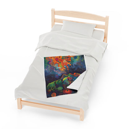 Trippy Girl Psychedelic Mushroom Warm Velveteen Plush Blanket