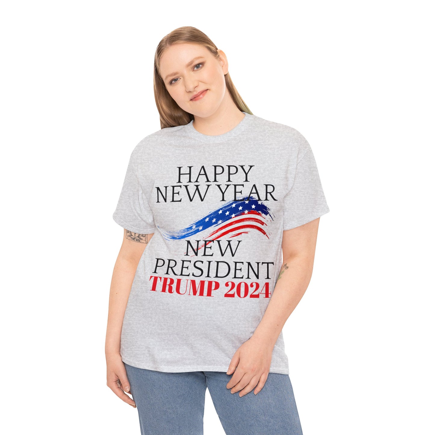 Frohes neues Jahr, neuer Präsident Trump 2024, Unisex-T-Shirt aus schwerer Baumwolle
