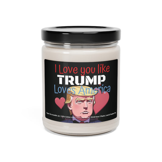 „Ich liebe dich, wie Trump Amerika liebt“, Valentinstagsgeschenk, duftende Sojakerze, 9 Unzen, Cartoon