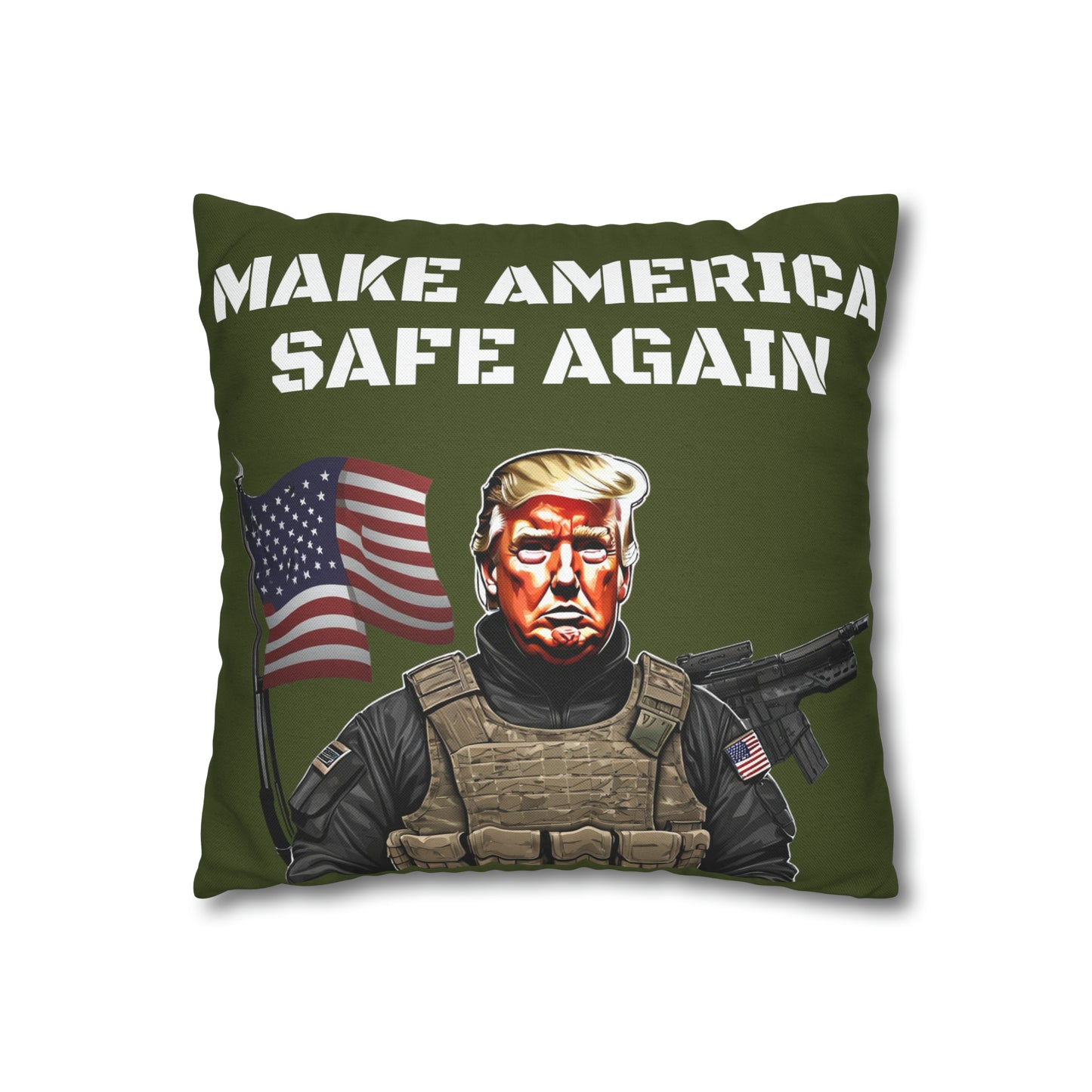 Make America Safe Again Soldier Trump 2 sided Throw Pillow Case