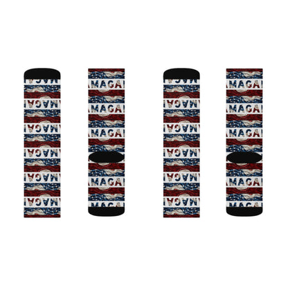 MAGA Red White and Blue Trump Cushioned Sublimation Socks